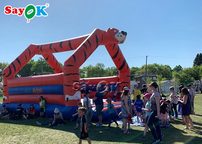 Outdoor Red Inflatable Bouncer / Inflatable Trampoline Logo  Printed
