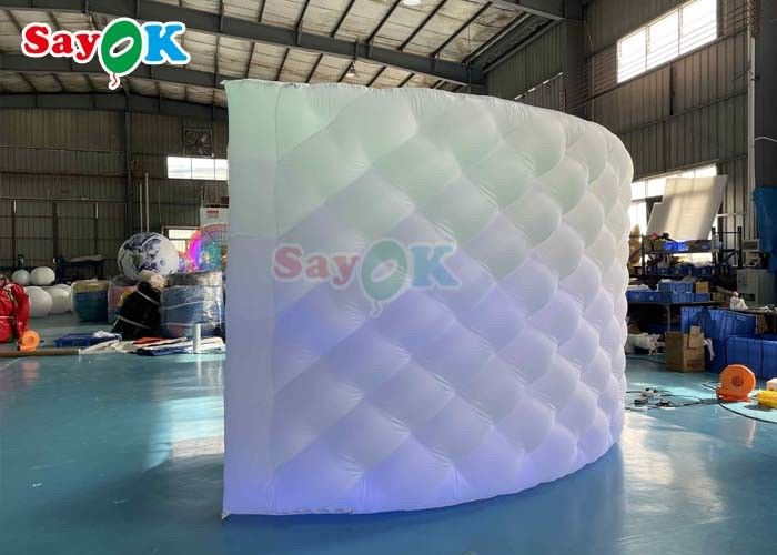 White LED Lights Inflatable Photo Booth Curved Wall For Inflatable Exhibition Stands