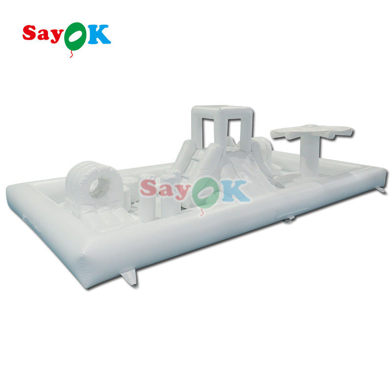 Customized Fashionable Mini White Splash Pad Water Park Inflatable Obstacle Course Playground Castle Slide Combo