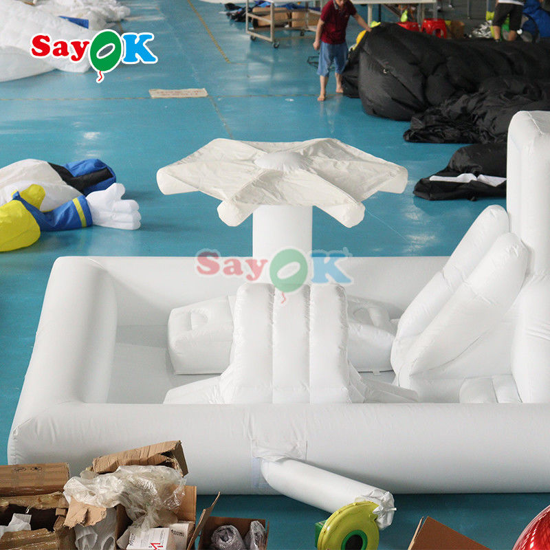 Customized Fashionable Mini White Splash Pad Water Park Inflatable Obstacle Course Playground Castle Slide Combo