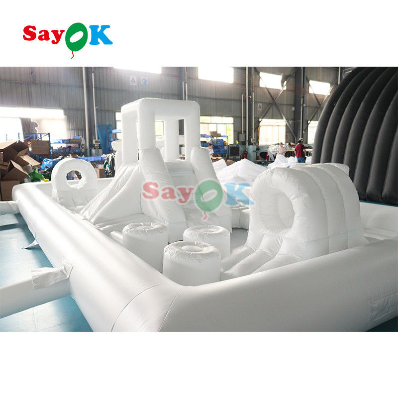 Customized Fashionable Mini White Splash Pad Water Park Inflatable Obstacle Course Playground Castle Slide Combo